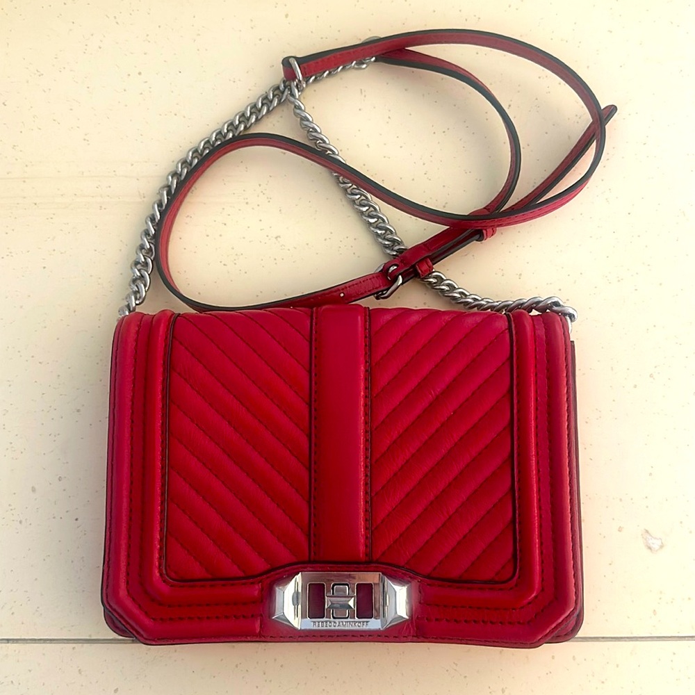 Rebecca Minkoff Chevron Quilted Small Turn Lock Love Crossbody Bag